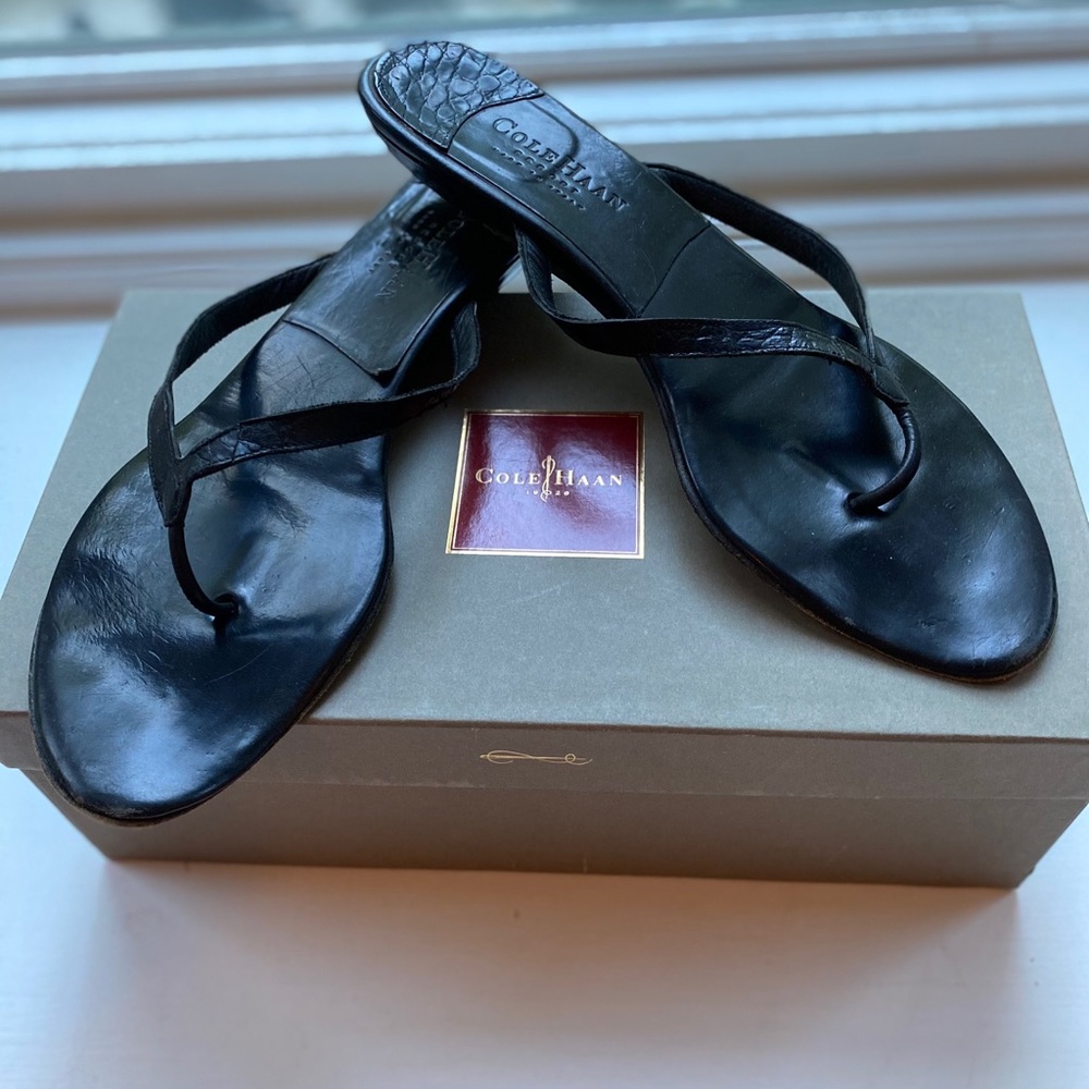 Vintage Cole Haan black croc sandal